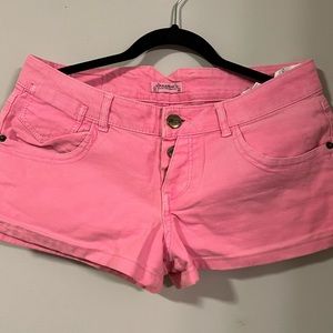 Neon pink jeans shorts
